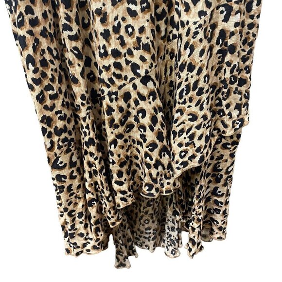 DEMOCRACY Midi Dress Large Leopard Print Rayon Ruffle Summer Sundress NWT - Picture 9 of 10